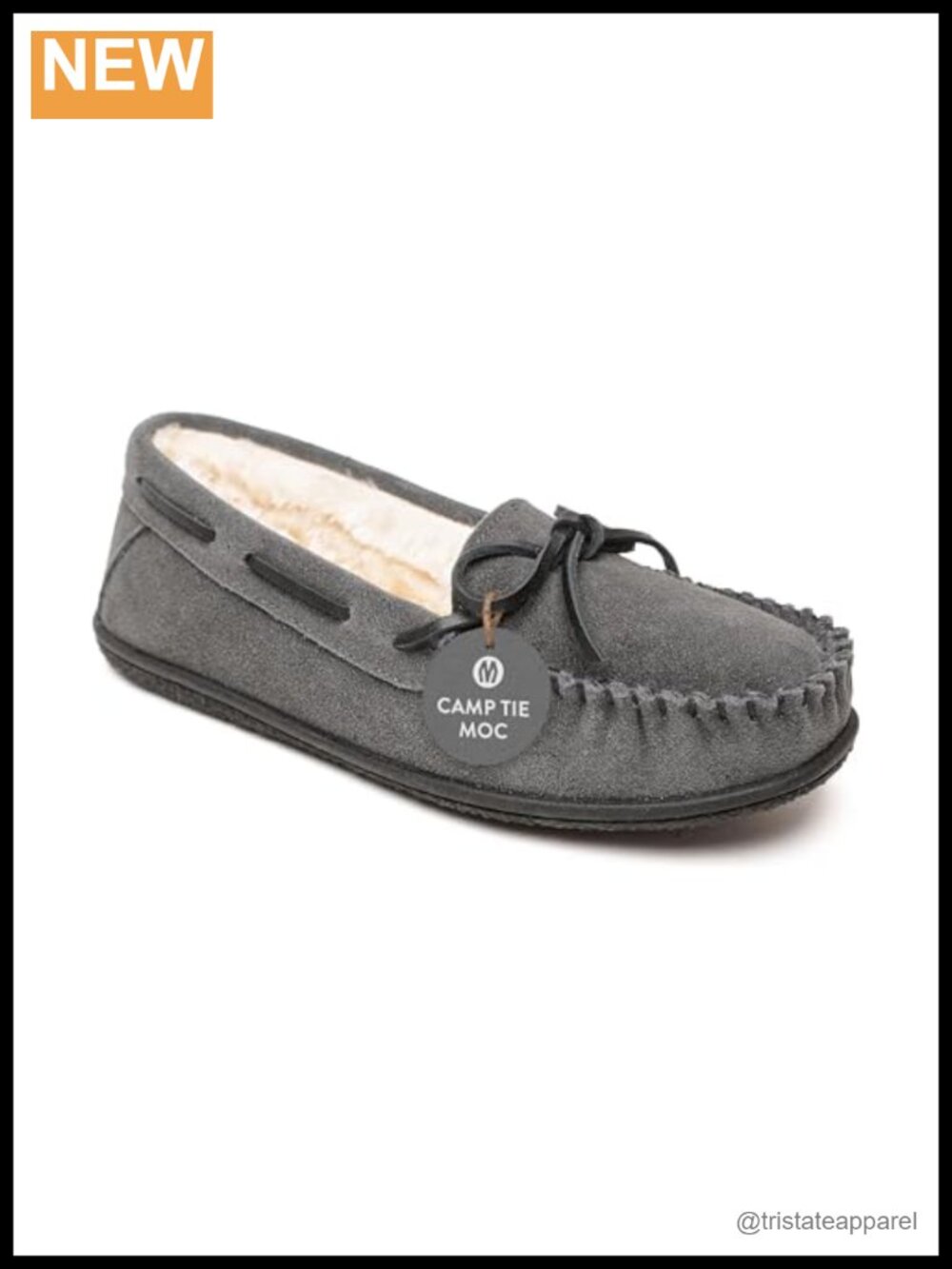 Suede Mocc with Plush Pile Lining and Durable Rubber Sole
